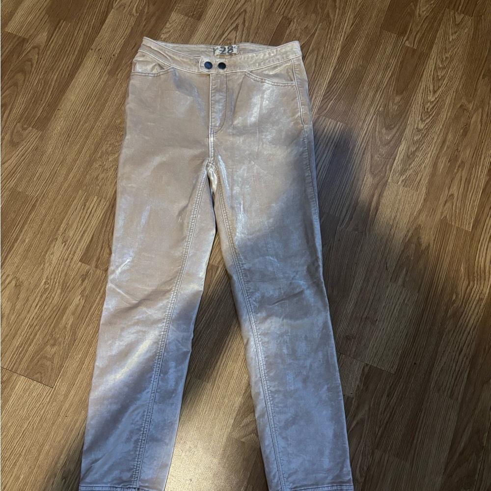 We The Free Metallic Beige Skinny Pants